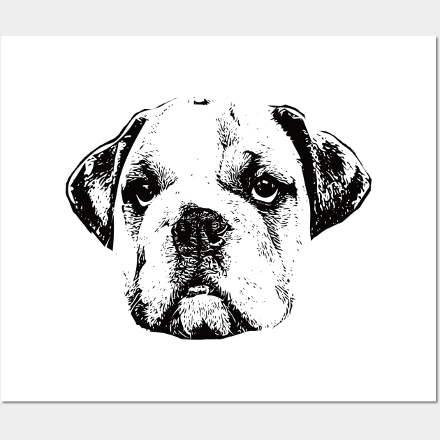 Bulldog Face Design - A Bulldog Christmas Gift Wall Art by DoggyStyles